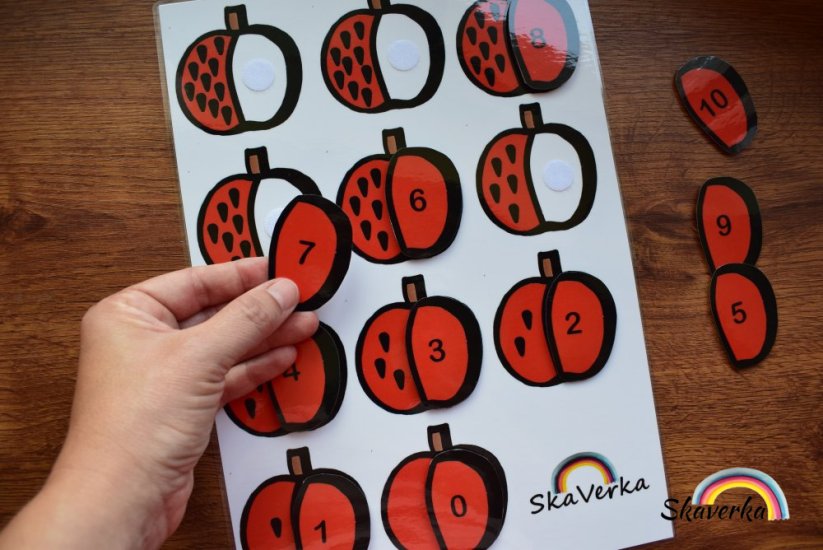Počítání do 10 – Poloviny jablíček - Varianta: Zhotovené