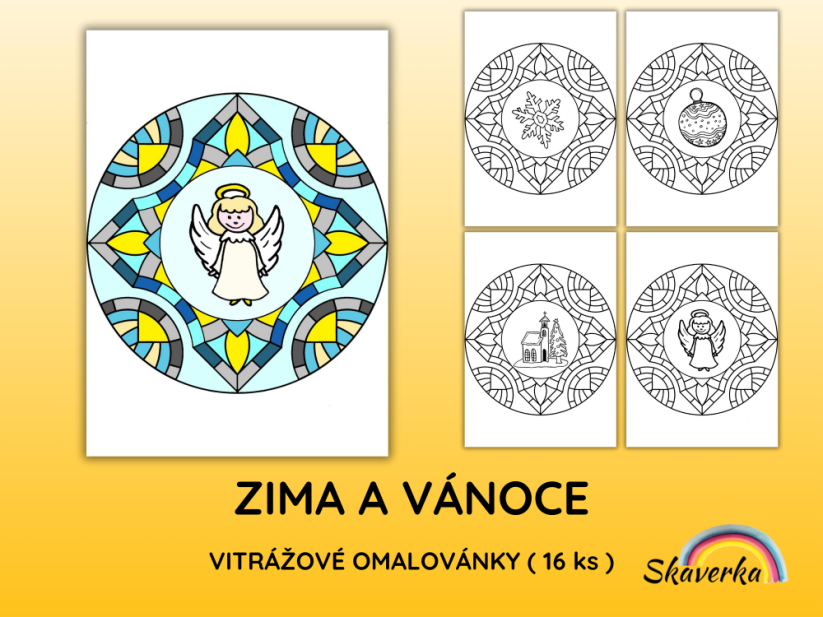 Vitrážové omalovánky – Zima a Vánoce - Varianta: PDF