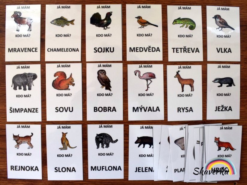 Hra Já mám, kdo má? – Zvířata (obrázek + text) - Varianta: Zhotovené
