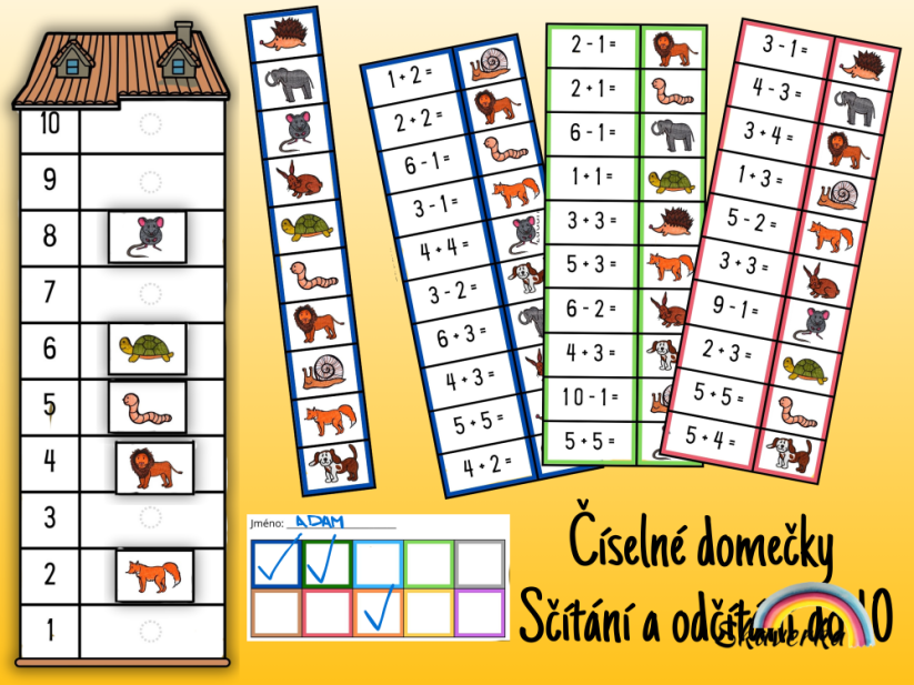 Číselné domečky – sčítání a odčítání do 10