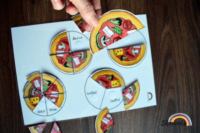 Pizza dílky – učíme se zlomky - Varianta: PDF