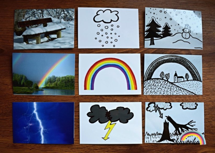 Počasí – párovací karty - Varianta: PDF