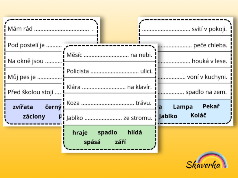 Doplň správné slovo – čtení s porozuměním